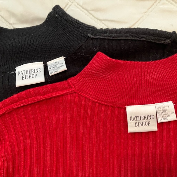Lot of 2 Wool & Merino Wool Short-Sleeve Sweaters Made in Australia & Hong Kong - Picture 2 of 6